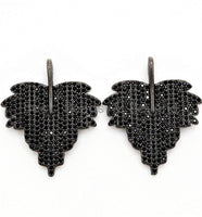 Black CZ Pave On Black Micro Pave Leaf Pendant/Charm,Cubic Z