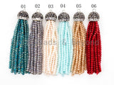 Crystal Beaded Tassel Pendants,Glass Crystal Beads,Pave CZ Rhinestone Cap, Tassel Necklace Enhancer, 3'' long, Sku#B67