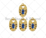 Cobalt Enamel Evil Eye On Oval Shape Pendant, 18K Gold Medallion Charm, Necklace Bracelet Charm Pendant, 25x16mm,Sku#L562