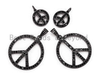 CZ Pave On  Micro Pave Peace Sign Round Pendant,SKU#F363