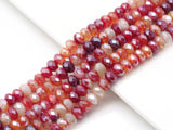 Mystic Natural Orange Red Banded Agate Rondelle Faceted Beads, SKu#UA269