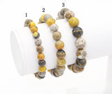 Genuine Bumblebee Jasper Round Smooth Elastic Bracelet, 8mm/10mm/12mm, Sku#EF246