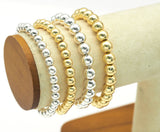 Gold Silver Hematite Stretchy Bracelet, 3mm/4mm/6mm/8mm, Sku#EF94