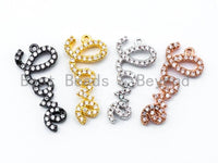 CZ Micro Pave Love Charm, CZ Pave Charm in Gold, Rose Gold, Black, Silver Finish, Pave Love Charms, 9x20mm, 1/2/5pcs sku#B20