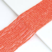 Orange Coral Round Faceted Beads, Sku#U2036