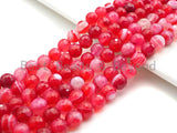 High Quality Natural Faceted Banded Agate Beads, 6mm/8mm/10mm, Pink Red White Banded Agate Beads,15.5" Full Strand, SKU#UA81