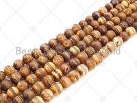 Natural Tibetan Brown Agate with Middle Line Beads, Dzi Agate Beads, 6mm/8mm/10mm Tibetan Round Smooth Agate,15.5" Full Strand, Sku#U1112