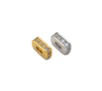 CZ Gold Silver Rectangle Spacer Large Hole Beads, Sku#Z1468