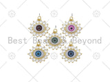 Gold Filled CZ Colorful Evil Eye Shape Pendant, Colorful eye Charm, Protection Eye Jewelry Findings,25x22mm,Sku#Y494