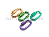 Large Colorful Enamel Pave Oval Shape Clasp, Gold/Purple/Green/Tear Green Carabiner Clasp, 16x28mm, sku#H238