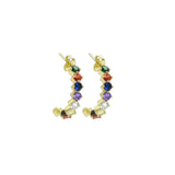 Colorful CZ Gold Arc Stud Earrings, Sku#A136