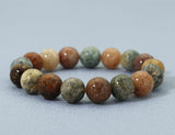 Natural New Ocean Jasper Round Smooth Stretchy Bracelet, Sku#EF138