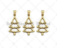 18k Gold Color Christmas Tree Shape Pendant, Dainty Gold Pendant, Christmas Charm, ,27x15mm, Sku#LK205