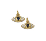 Gold CZ Pave Blue Evil Eye Charm, Sku#LK716