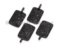 Black CZ Pave On Black Micro Pave Square/Rectangular Charm, Dog Tag Square/Rectangular Pave Charm, Pave Dangle Charms,18x26mm, Sku#F375