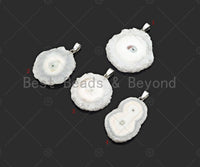 High Quality Natural Druzy Agate Irregular Shape Pendant, White Necklace Agate Pendant, 40mm,28-36mm,Sku#YK16