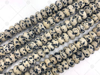 2mm Large Hole Natural Dalmation Jasper Beads, Rondelle 6x10mm, 8" Long Strands, sku#U1232