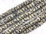 2mm Large Hole Natural Dalmation Jasper Beads, Rondelle 6x10mm, 8" Long Strands, sku#U1232