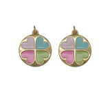 Gold CZ Enamel Colorful Heart Round Charm, Sku#LK696