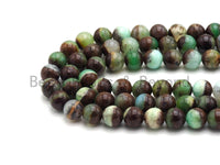 High Quality Chrysoprase  Round Smooth Beads, 8mm/10mm/12mm Beads,Green Brown Gemstone Beads, 15.5'' Full Strand, SKU#U434