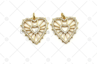 CZ Heart Frame Charm, Sku#LK524