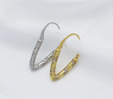 Gold Silver CZ Triangle Shape Earrings, Sku#JL122