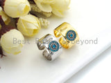 Turquoise CZ Round Disc Adjustable Ring, Sku#Z784