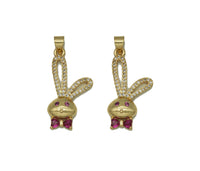 Gold CZ Cute Bunny Charm, Sku#LK689