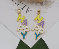 Enamel Happy Word Pendant, Sku#LD241