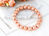 Rose Gold Natural Hematite Stretch Bracelet,8mm/10mm/12mm Gemstone Beaded Bracelet,Gemstone Elastic bracelet,SKU#S63