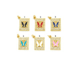 CZ Enamel Butterfly Charm, Sku#JL82