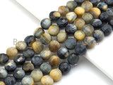 High Quality Double Sided Turtle Shell Cut Natural Tiger Eye Coin Shape beads, 6mm/8mm/10mm Tiger Eye Beads, 16" Full strand, Sku#U762