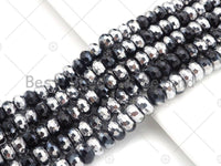 New!!! Half Silver Plated Natural Black Onyx Faceted Rondelle Beads, 4x6mm/5x8mm/6x10mm Black Onyx, 15.5'' Full Strand, Sku#UA213