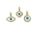 CZ Evil Eye Clover Flower MOP Pendant, Sku#L652