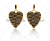 CZ Micro Pave Black Heart Charms, Dainty Gold CZ Heart Pendant, Heart Necklace Charms, 22x28mm, Sku#Z1247