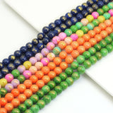 Jade with Golden Line Round Smooth Beads, Sku#U1890