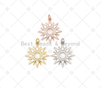 CZ  Enamel Sunburst Charm, 21x23mm,Sku#Y534