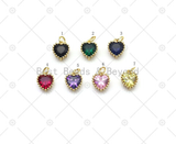 Colorful Big CZ Micro Pave Heart Shape Pendant,18K Gold Filled Heart Charm, Necklace Bracelet Charm, Sku#LK530