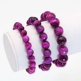 Fuchsia Tiger Eye Round Faceted Stretchy Bracelet, Sku#EF390
