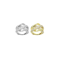 CZ Twisted Criss Cross Oval Adjustable Ring, Sku#A323