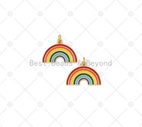 Enamel Colorful Rainbow Shape Pendant, 18K Gold Filled Enamel Charm,Necklace Bracelet Pendant Charm,20x14mm,Sku#Y536