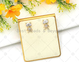 CZ Micro Pave Bear Earrings, Sku#LD189