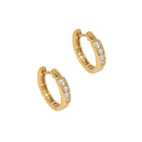 Gold CZ Round Hoop Earrings, Sku#Y776