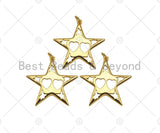 18K Dainty Gold Hollow Out Heart and Star On Five Point Star Shape Pendant, Necklace Bracelet Charm Pendant, 29x30mm, Sku#F1394