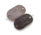 CZ Micro Pave 32x18mm Oval Black Rhodium Plated Rectangle Curved Connector with Big Hole for Bracelet, 1pc/2pcs sku#E60