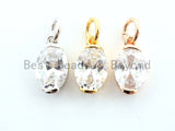 CZ Micro Pave Oval Shape Pendant/Charm, Clear Cubic Zirconia Charm, Necklace Bracelet Charm Pendant,6x11mm,sku#Y160