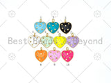 Enamel Colorful Stars On Heart Charm Pendant, Gold Filled Enamel Charm,Enamel Jewelry Findings,16mm,Sku#F1417