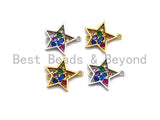 Colorful CZ Micro Pave Five Point Star Shape Connector,Cubic Zirconia Star Connector, Gold/Silver Tone,16x18mm,sku#Y218