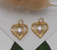 Big CZ Heart Charm, Sku#Y679