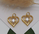 Big CZ Heart Charm, Sku#Y679